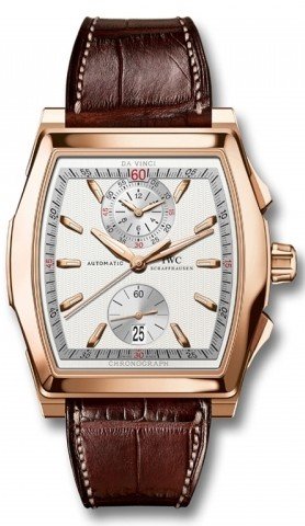Da Vinci Fly Back Chronograph in Rose Gold On Brown Crocodile Leather Strap with Silver Dial