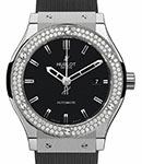 Classic Fusion 45mm in Zirconium with Diamond Bezel on Black Rubber Strap with Black Dial