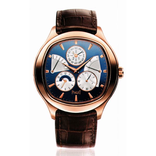 Emperador Coussin Men's in Rose Gold on Brown Leather Strap with Blue Dial