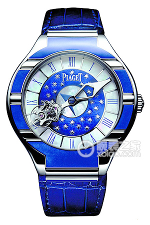 Polo Tourbillon Relatif dedicated to Venice in White Gold on Blue Leather Strap with Blue MOP Dial