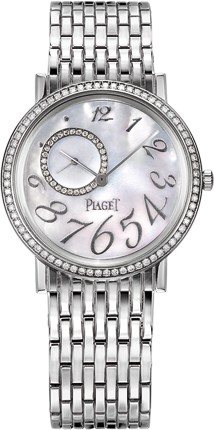 Altiplano Round Men's in White Gold with Diamond Bezel on White Gold Bracelet with Mother of Pearl Dial