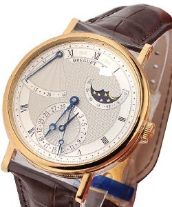 Classique Moonphase in Yellow Gold on Brown Crocodile Leather Strap with Silver Dial
