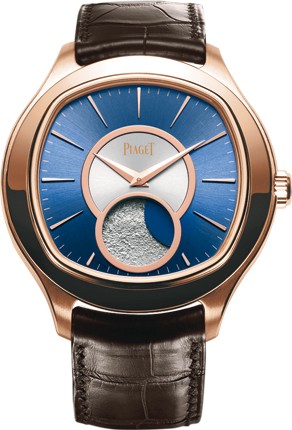 Black Tie Emperador Coussin in Rose Gold on Brown Leather Strap with Blue Dial