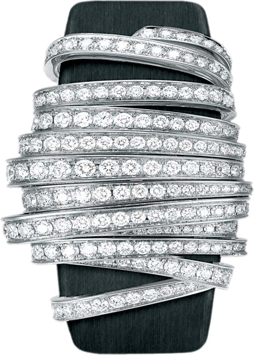 Limelight Ribbon Motif Secret Watch with Diamonds White Gold on Strap with Diamond Dial