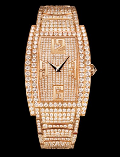 Limelight Tonneau Ladies in Rose Gold with Diamond Bezel on Rose Gold Diamond Bracelet with Pave Diamond Dial