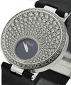 Limelight Twice Reversible Watch in White Gold with Diamond Bezel on Black Satin Strap with Silver Diamond Dial