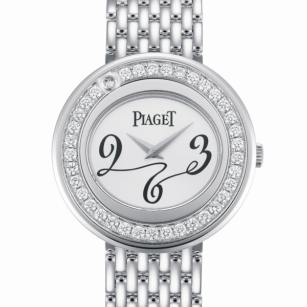 Possession Ladies Small in White Gold with Diamond Bezel on White Gold Bracelet with Silver Dial