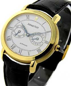 MILLENARY Day Date in Yellow Gold  on Black Crocodile Leather Strap with Silver Dial 