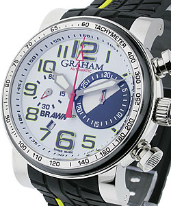 BrawnGP SIlverstone Trackmaster in Steel on Black Yellow Pin Stripe Strap with White Dial