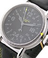 Timemaster Mens Hand Wound in Steel Steel on Strap with Black Dial