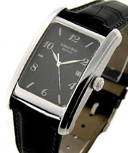 Edward Piguet in White Gold on Black Leather Strap with Black Dial