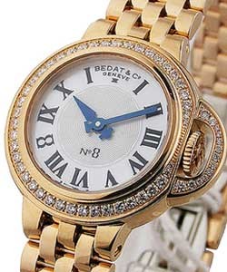Bedat No. 8 in Rose Gold with Diamond Bezel on Rose Gold Bracelet with Mother of Pearl Dial