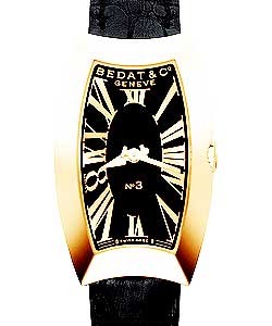 Bedat No. 3 in Rose Gold on Black Leather Strap with Black Dial