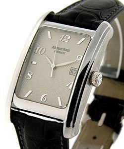 Edward Piguet in White Gold on Black Leather Strap with Ivory Guilloche Dial