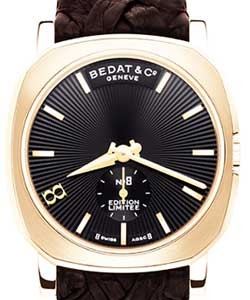 Bedat No. 8 in Rose Gold on Brown Leather Strap with Black Sunburst Dial