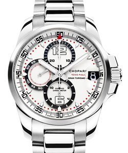 Mille Miglia in Steel on Steel Bracelet with White Dial