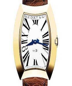 Bedat No. 3 in Yellow Gold on Brown Alligator Leather Strap with Silver Dial