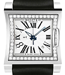 Bedat No. 1 Automatic in Steel with DIamond Bezel on Black Satin Strap with Silver Dial