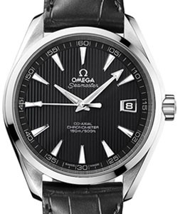 Aqua Terra Chronometer in Steel on Black Alligator Leather Strap with Black Dial