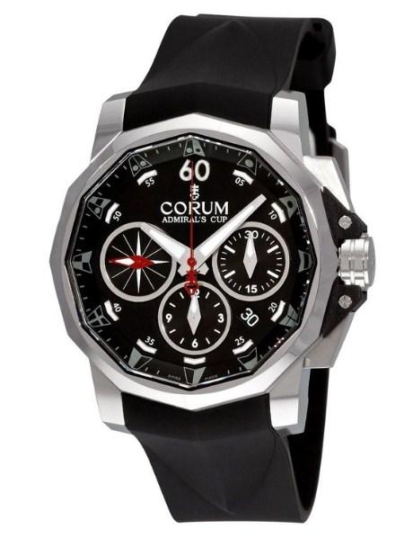 Admiral's Cup 44mm Chronograph in Steel on Black Rubber Strap with Black Dial
