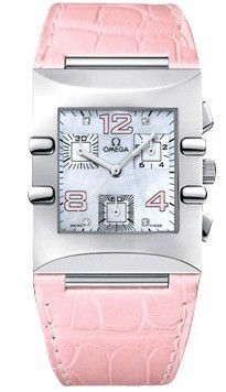Ladies Constellation Quadra in Steel  on Pink Leather Strap with Mother of Pearl Diamond Dial