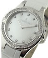 Romvlvs Lady's 31mm in White Gold with Diamond Bezel on White Crocodile Leather Strap with White MOP Dial