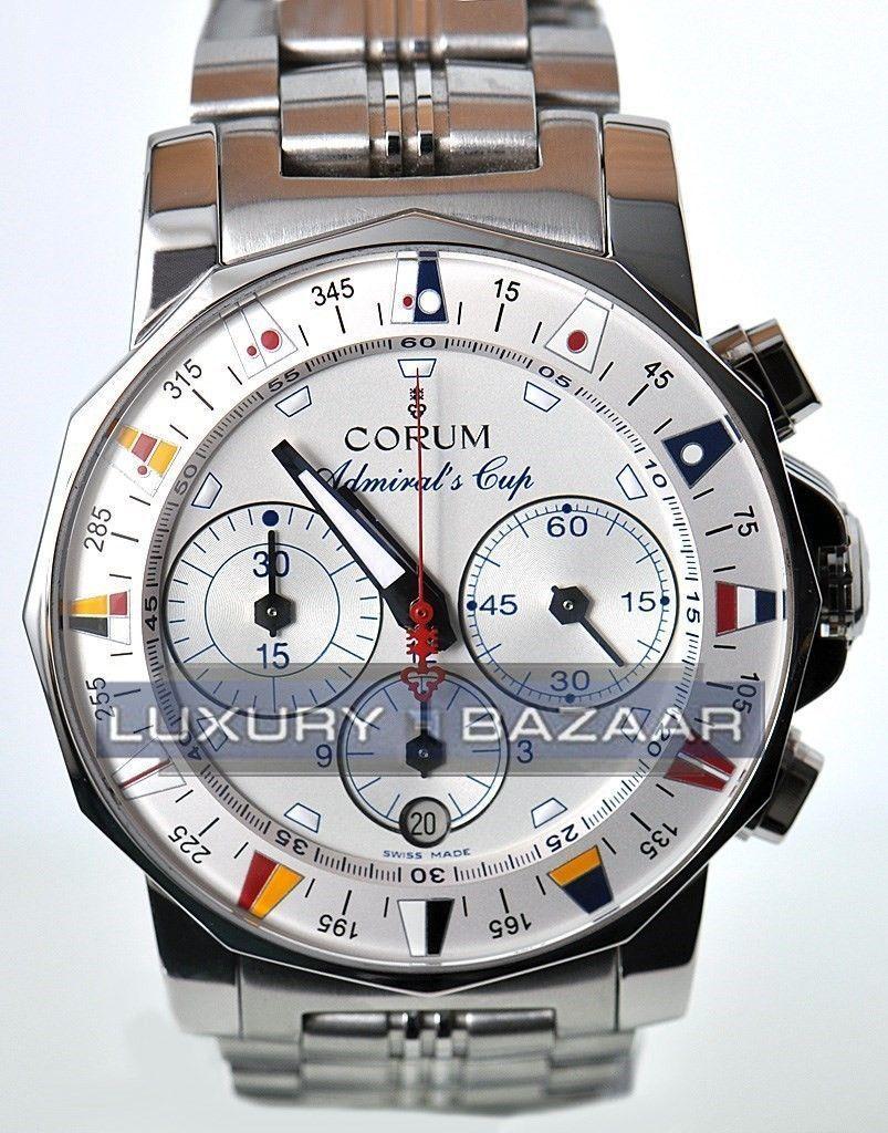 Admiral's Cup 44mm Chronograph in Steel on Steel Bracelet with Silver Dial