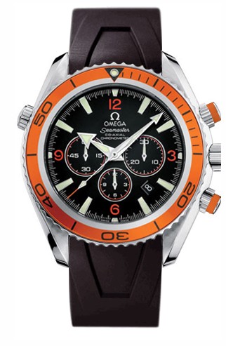 Seamaster Planet Ocean Chronograph in Steel on Black Rubber Strap with Black Dial