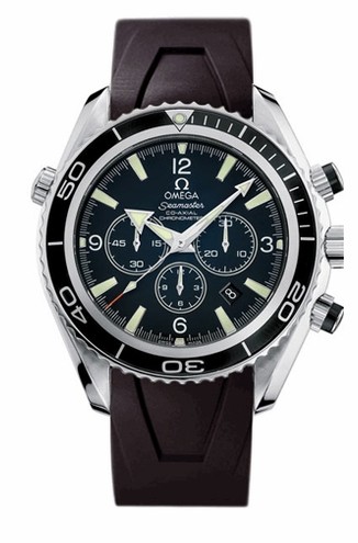 Seamaster Planet Ocean Chronograph in Stainless Steel on Black Rubber Strap with Black Dial