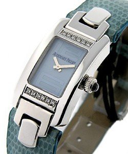 Promesse in White Gold with Diamond Case on Blue Leather Strap with Blue Dial