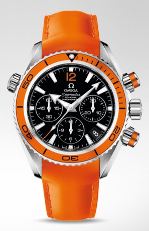 Seamaster Planet Ocean Chronograph in Steel on Orange Rubber Strap with Black Dial