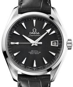Seamaster Aqua Terra Mid Size Chronometer in Steel on Black Alligator Leather Strap with Gray Dial