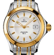 Seamaster Ladies Two Tone Steel and Yellow Gold on Bracelet with White Dial