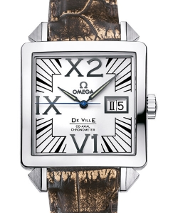 Deville X2 in Steel on Brown Alligator Leather Strap with White Dial