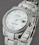 Mid Size Datejust 31mm in Steel with Diamond Bezel on Oyster Bracelet with Mother of Pearl Roman Dial