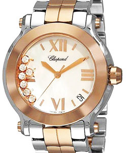 Happy Sport Ladies in in Steel with Rose Gold Bezel on Steel and Rose Gold Bracelet with MOP Dial