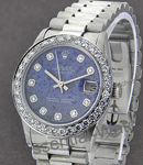 Midsize President - Platinum - Diamond Bezel on Platinum Bracelet - Blue Sodalite Diamond Dial