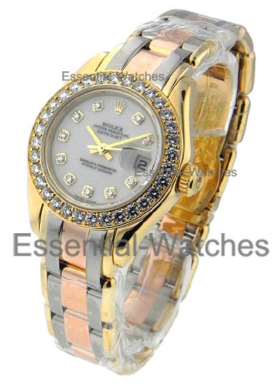 Pre-Owned Rolex Lady's Masterpiece Tridor with Yellow Gold 32 Diamond Bezel