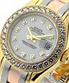 Lady's Masterpiece Tridor with Yellow Gold 32 Diamond Bezel on Tridor Pearlmaster Bracelet with White MOP Diamond Dial