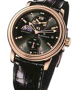 Leman Double Time Zone 38mm Automatic in Rose Gold on Black Crocodile Leather Strap with Black Dial