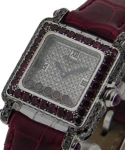 Happy Sport with Ruby Bezel - Full Pave White Gold - Boutique Limited Edition - Super Rare