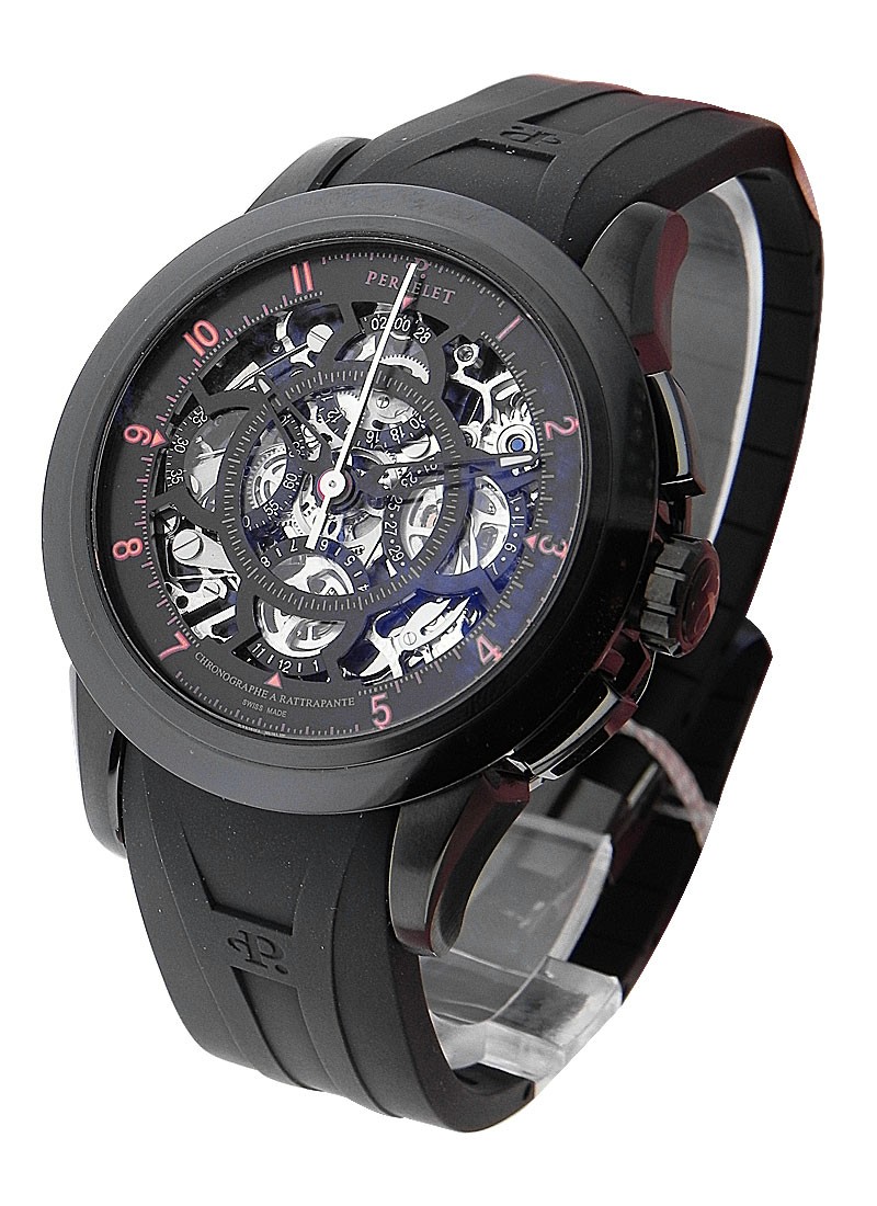 Perrelet Split Second Chronograph Rattrapante in DLC Black Steel