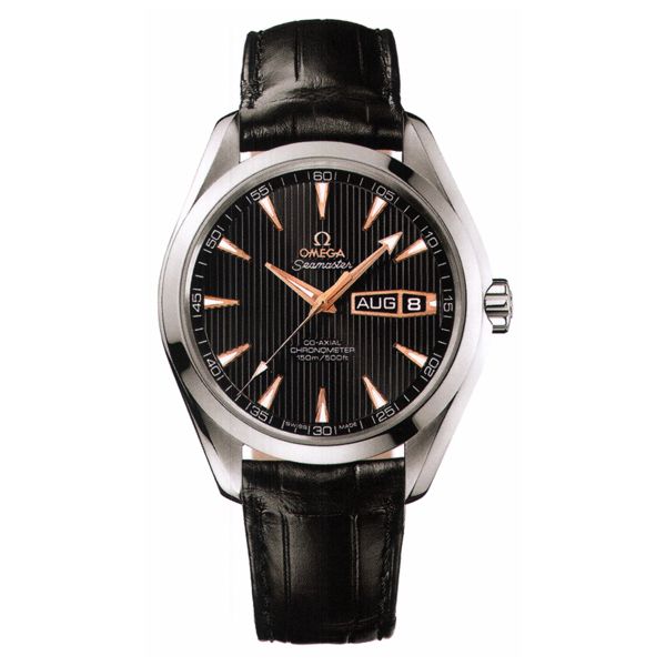 Aqua Terra 42mm in White Gold on Black Alligator Leather Strap with Black Dial