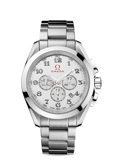 Aqua Terra Chronograph Olympic Collection in Steel Steel on Bracelet with Silver Dial