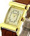 Canape Lady's Size in Yellow Gold on Brown Leather Strap with Ivory Roman Dial