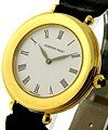 Classic ladies in Yellow Gold on Black Strap with Silver Dial