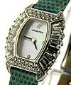 Torneau in White Gold with Baguette Diamond Bezel on Green Strap with MOP Dial