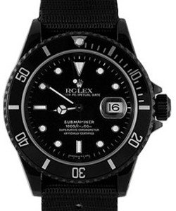 Submariner Date 40mm in Black DLC Steel Ceramic Bezel on Fabric Strap with Black Dial