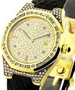 Ladies Yellow Gold Royal Oak Pave Diamond Dial - Diamond Case and Bezel