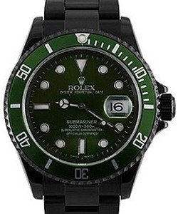 Submariner Date 40mm in Black DLC Steel with Green Bezel on Oyster Bracelet with Green Dial